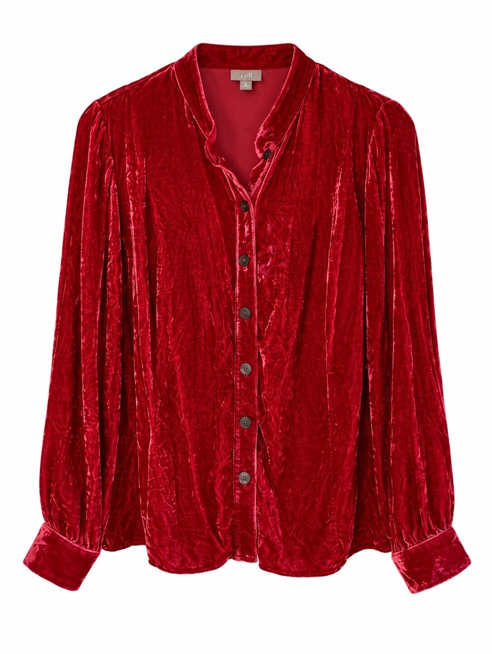 Whimsigoth Red Crushed Velvet Silk Blend Peplum Blouse Y2K S